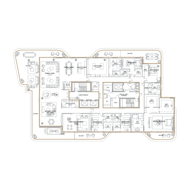 5 Bedrooms Bedroom Floor Plan