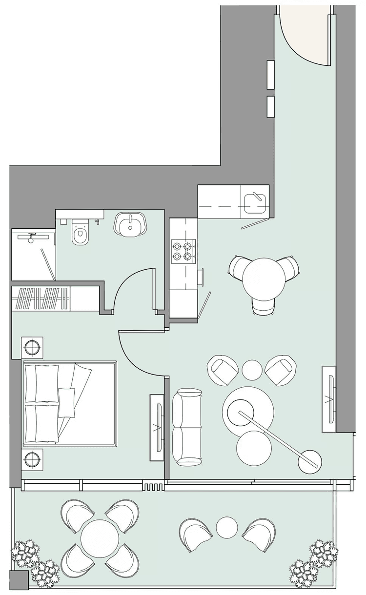 1 Bedroom Bedroom Floor Plan