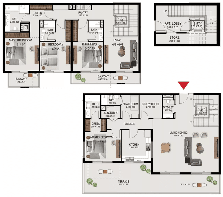 4 Bedrooms Bedroom Floor Plan