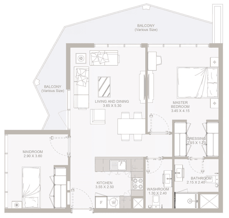 1 Bedroom Bedroom Floor Plan