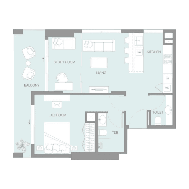 2 Bedrooms Bedroom Floor Plan