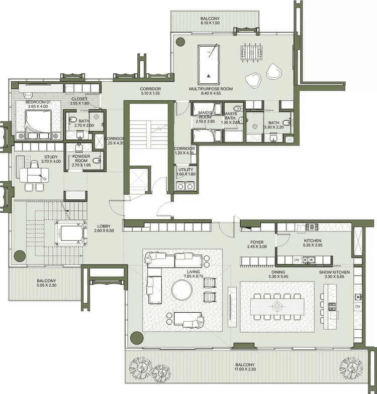 5 Bedrooms Bedroom Floor Plan