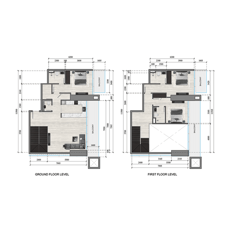 3 Bedrooms Bedroom Floor Plan