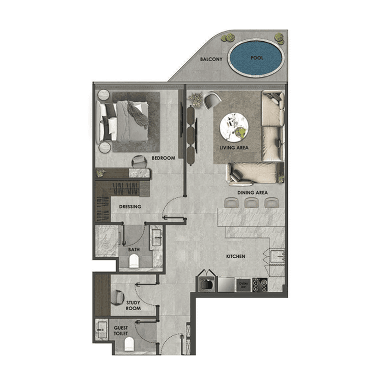 1 Bedroom Bedroom Floor Plan