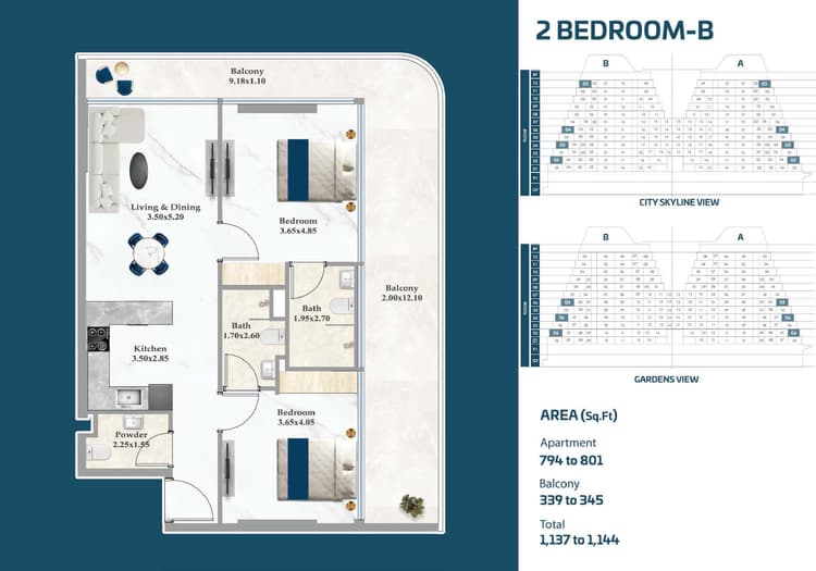 2 Bedrooms Bedroom Floor Plan