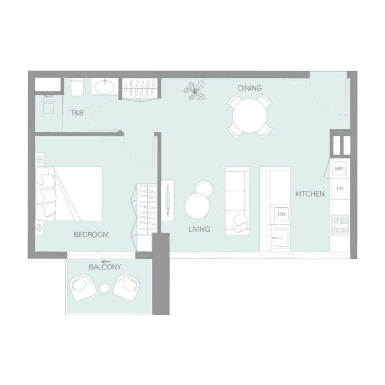 1 Bedroom Bedroom Floor Plan