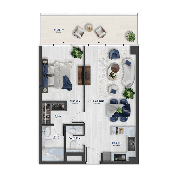 1 Bedroom Bedroom Floor Plan