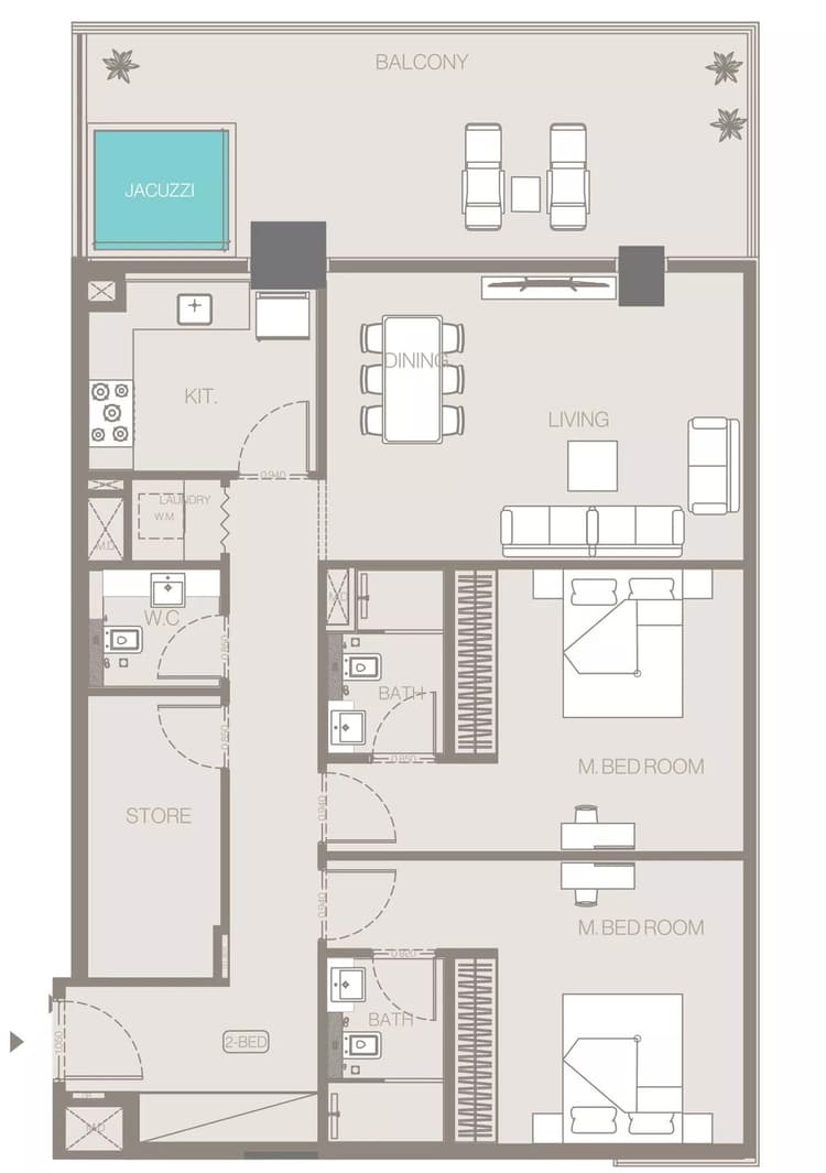 2 Bedrooms Bedroom Floor Plan