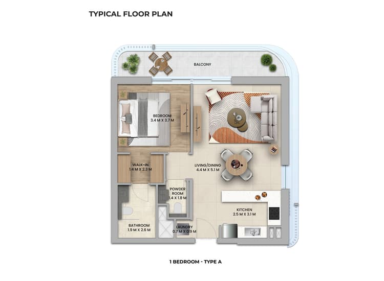 1 Bedroom Bedroom Floor Plan