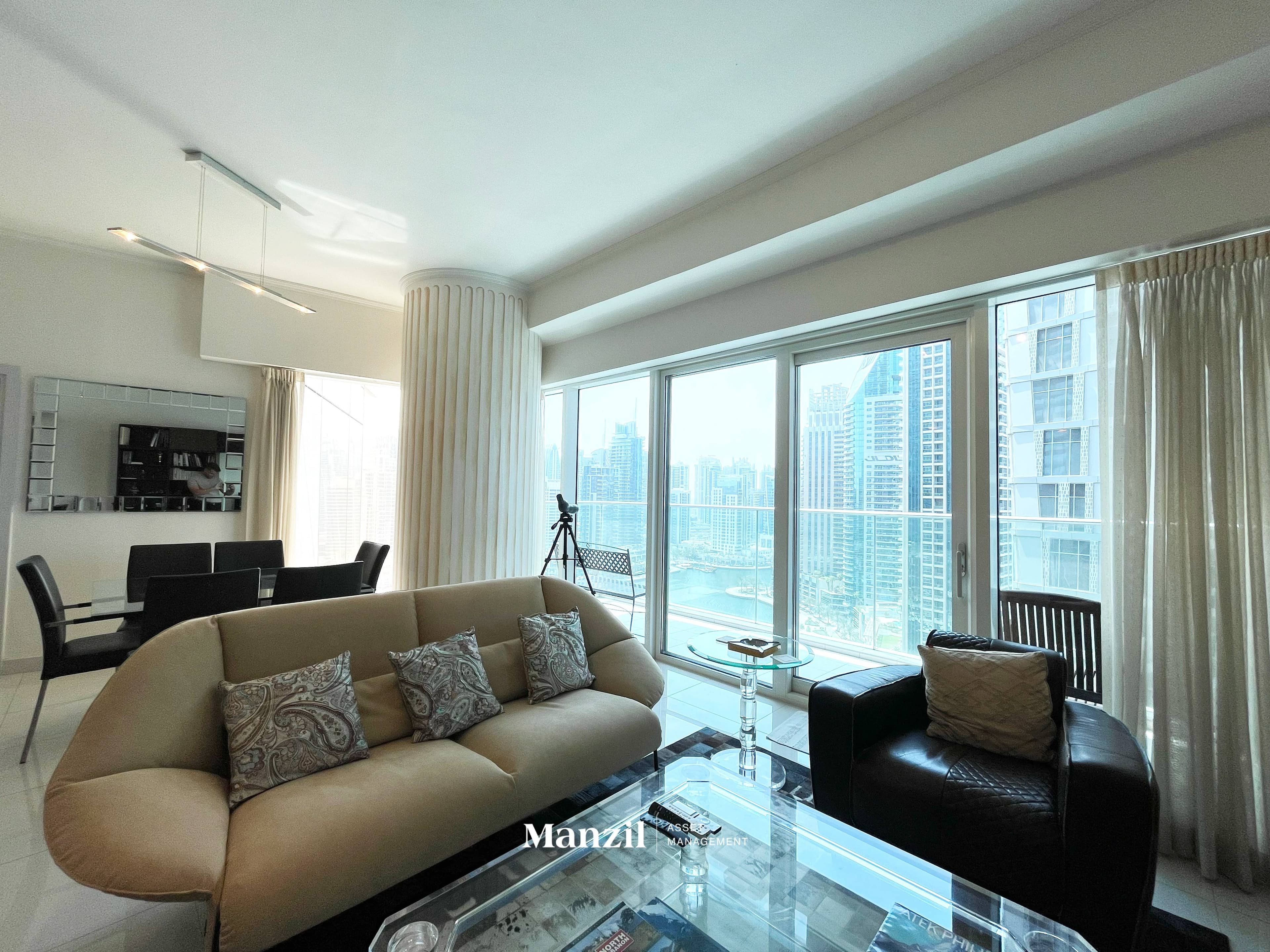 Marina Views | 2Bed + Maid | Fully Furnished