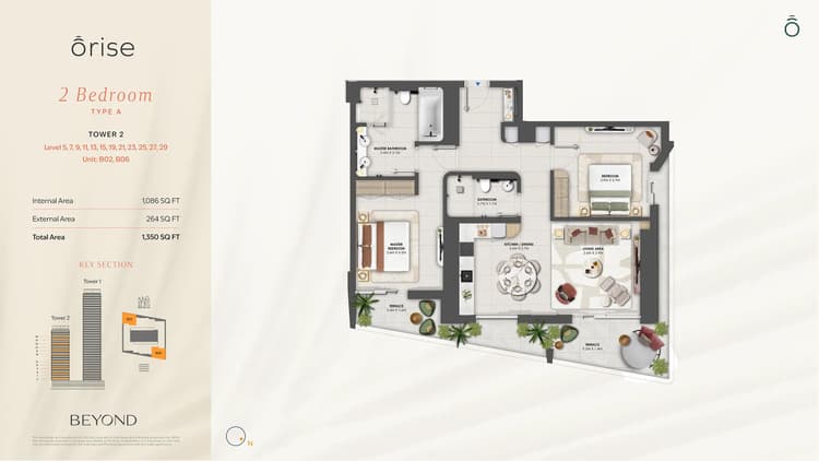 2 Bedrooms Bedroom Floor Plan