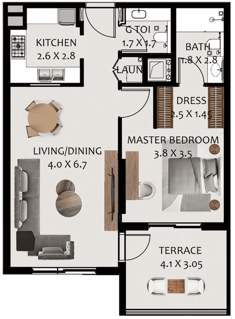 1 Bedroom Bedroom Floor Plan