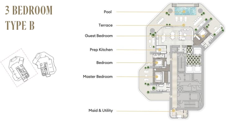3 Bedrooms Bedroom Floor Plan