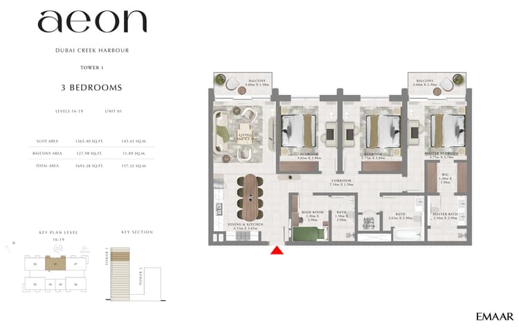 3 Bedrooms Bedroom Floor Plan