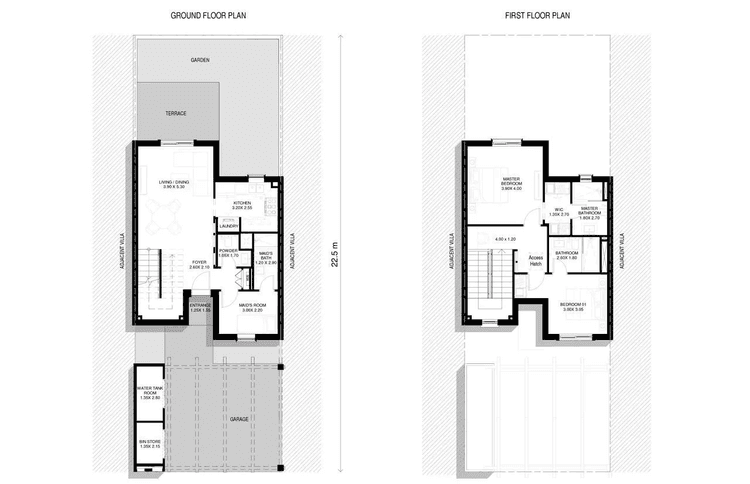 2 Bedrooms Bedroom Floor Plan