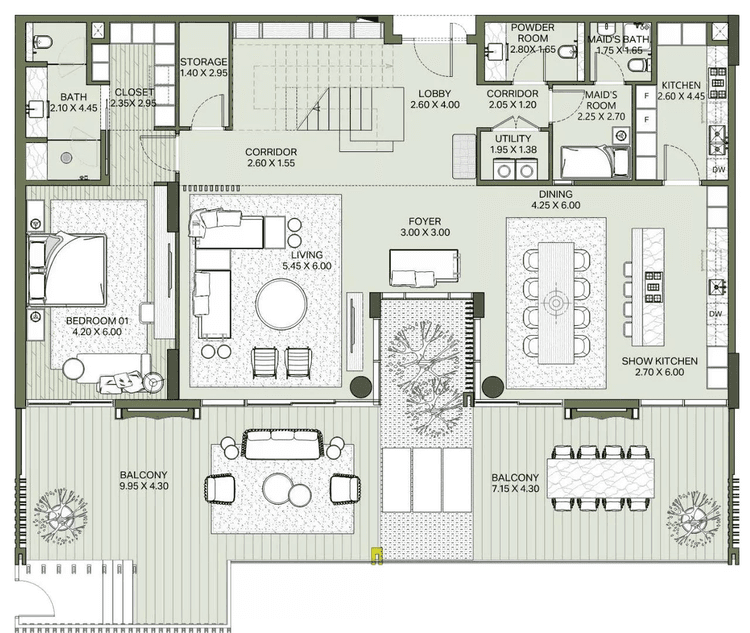 4 Bedrooms Bedroom Floor Plan