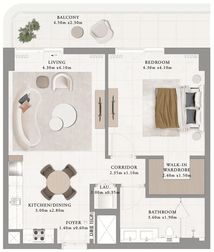 1 Bedroom Bedroom Floor Plan