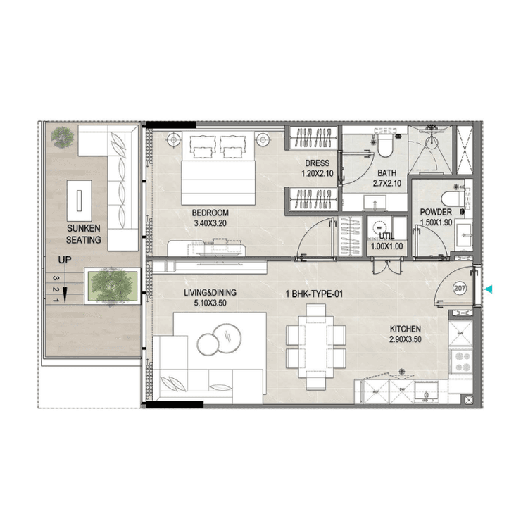 1 Bedroom Bedroom Floor Plan