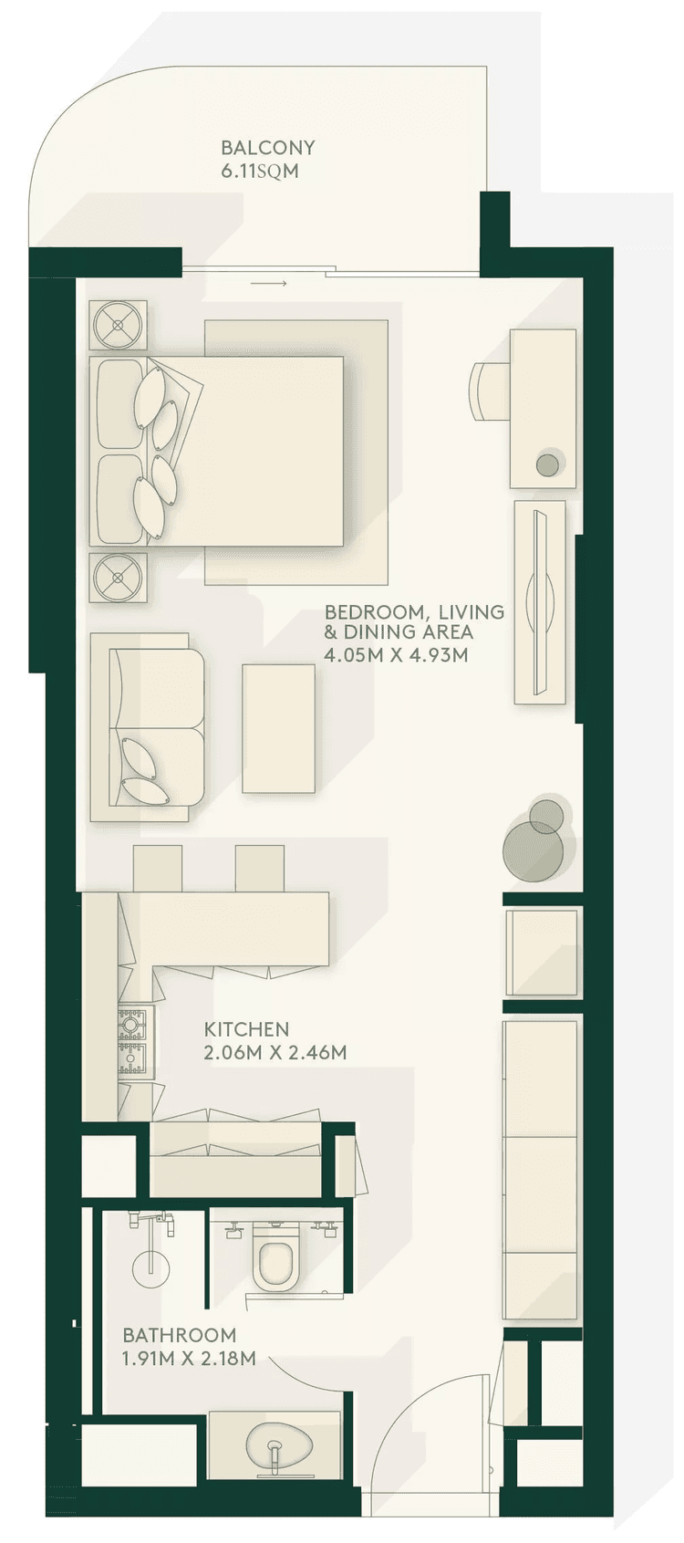Studio Bedroom Floor Plan