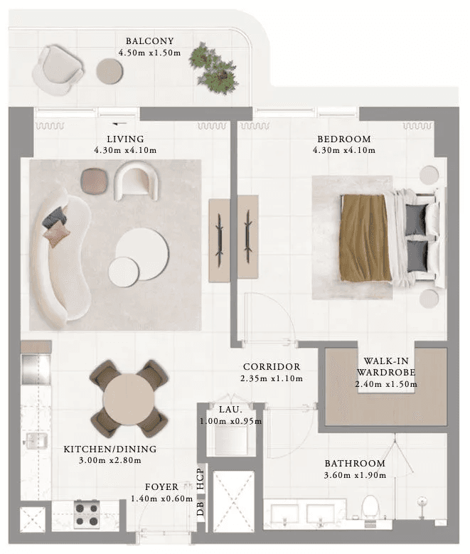 1 Bedroom Bedroom Floor Plan