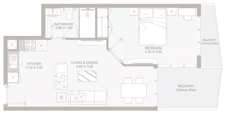 1 Bedroom Bedroom Floor Plan