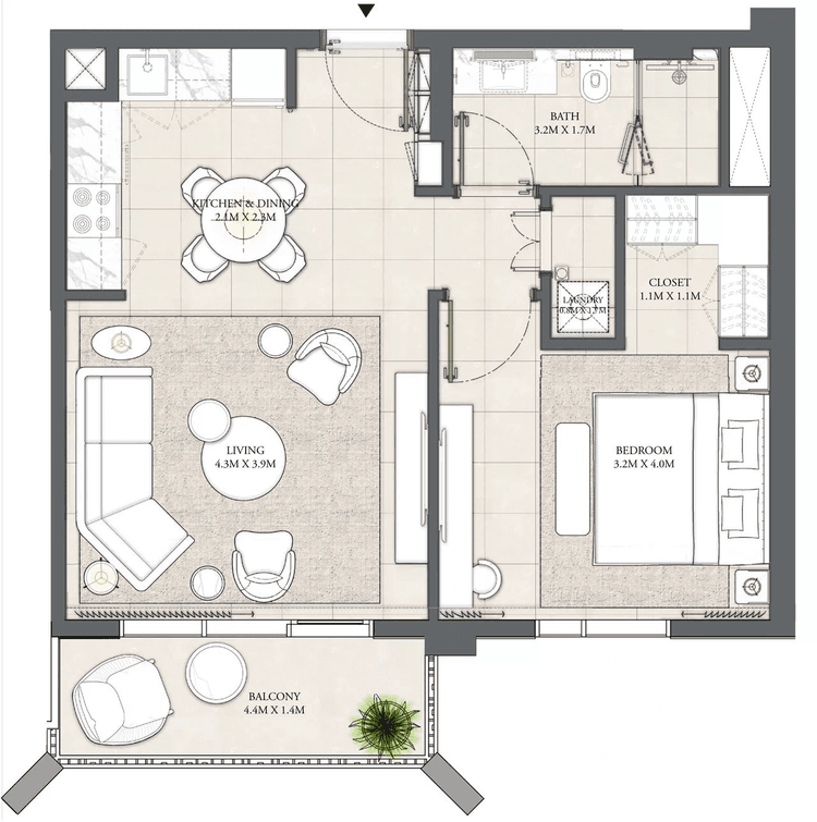 1 Bedroom Bedroom Floor Plan
