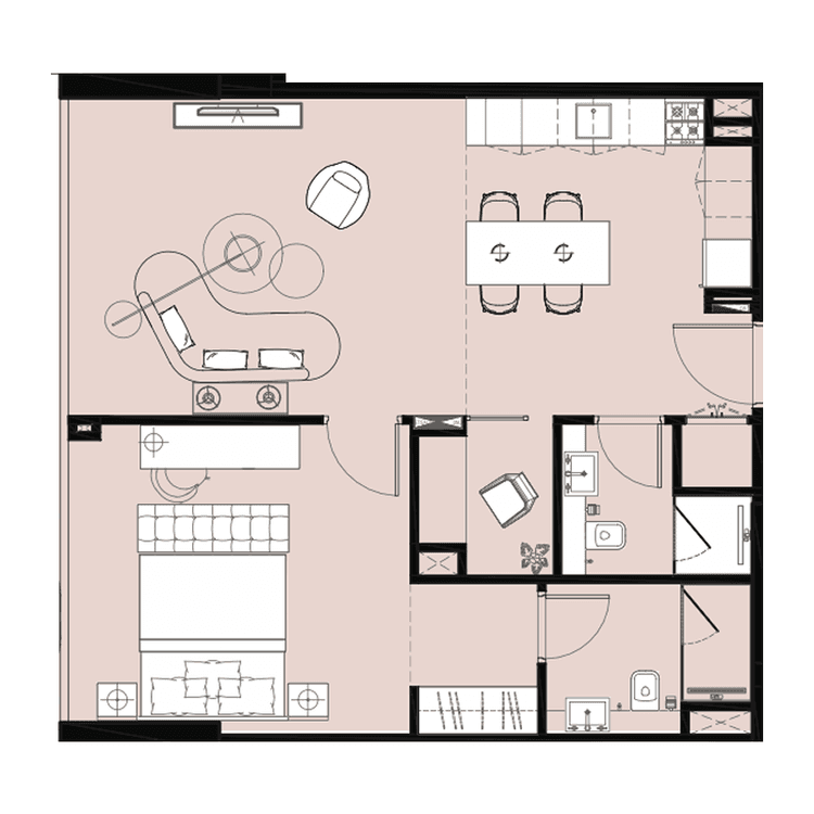1 Bedroom Bedroom Floor Plan