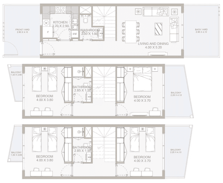 4 Bedrooms Bedroom Floor Plan