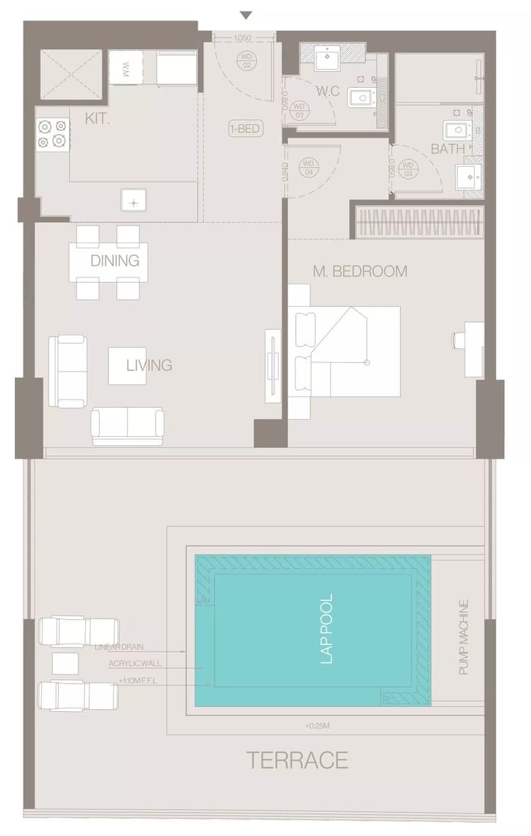 1 Bedroom Bedroom Floor Plan