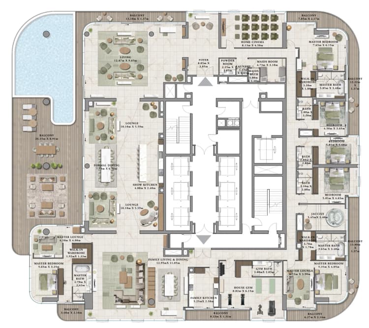 6 Bedrooms Bedroom Floor Plan