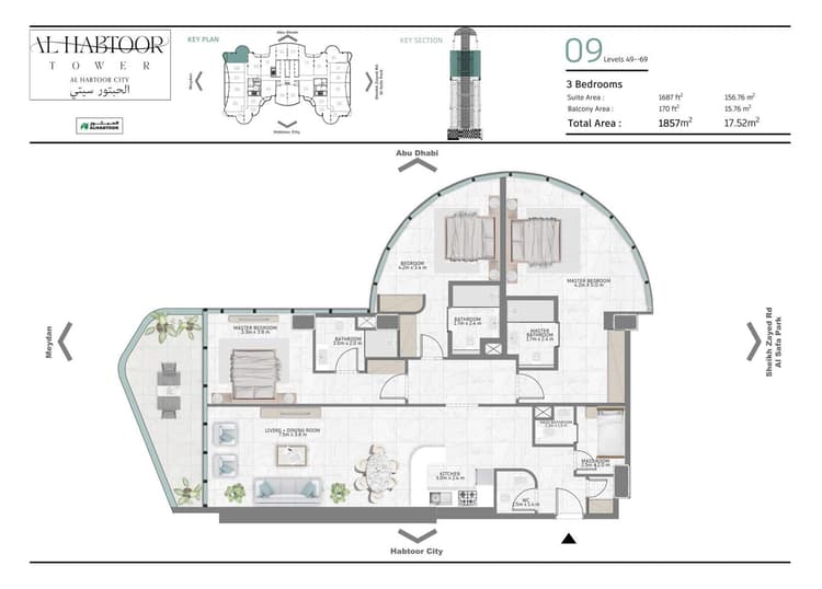 3 Bedrooms Bedroom Floor Plan