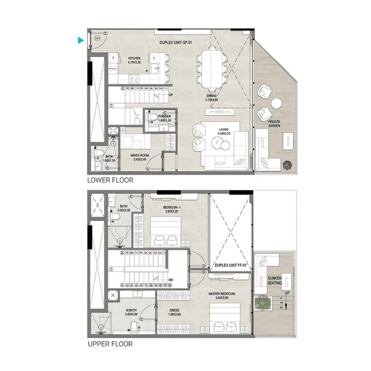 2 Bedrooms Bedroom Floor Plan