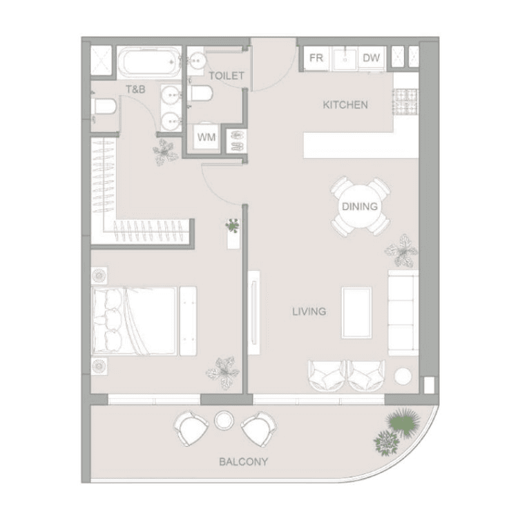 1 Bedroom Bedroom Floor Plan