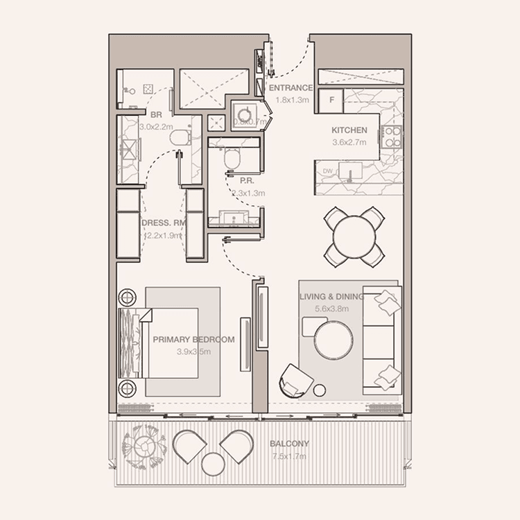 1 Bedroom Bedroom Floor Plan