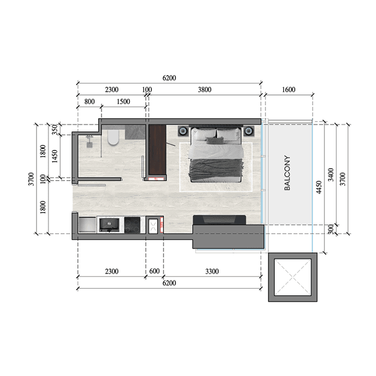Studio Bedroom Floor Plan