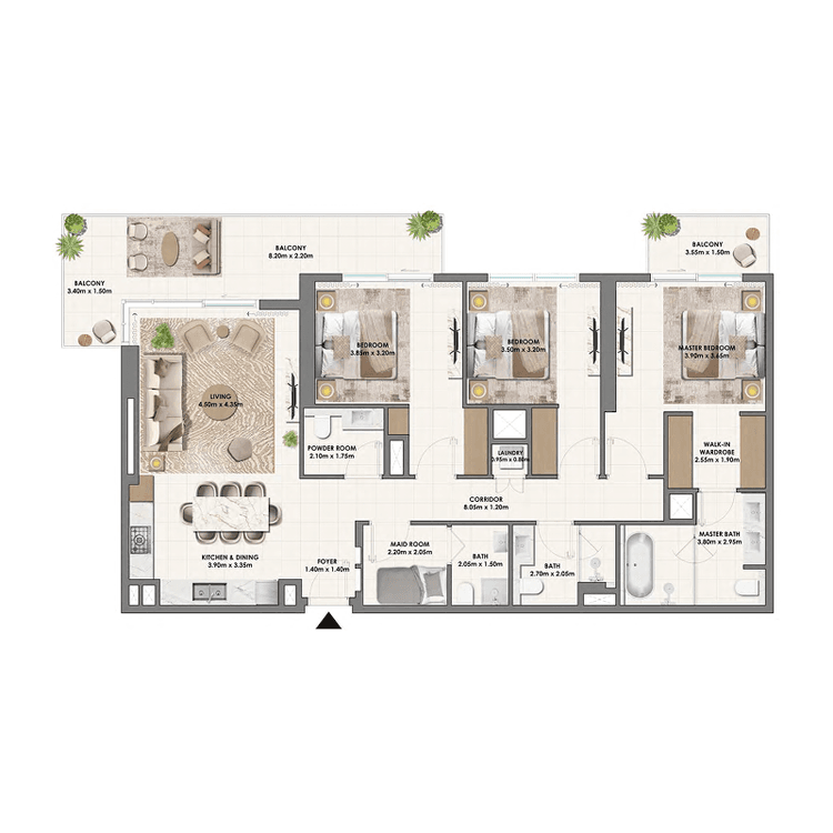 3 Bedrooms Bedroom Floor Plan