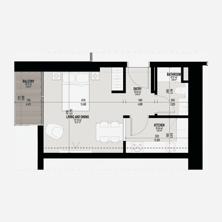 Studio Bedroom Floor Plan