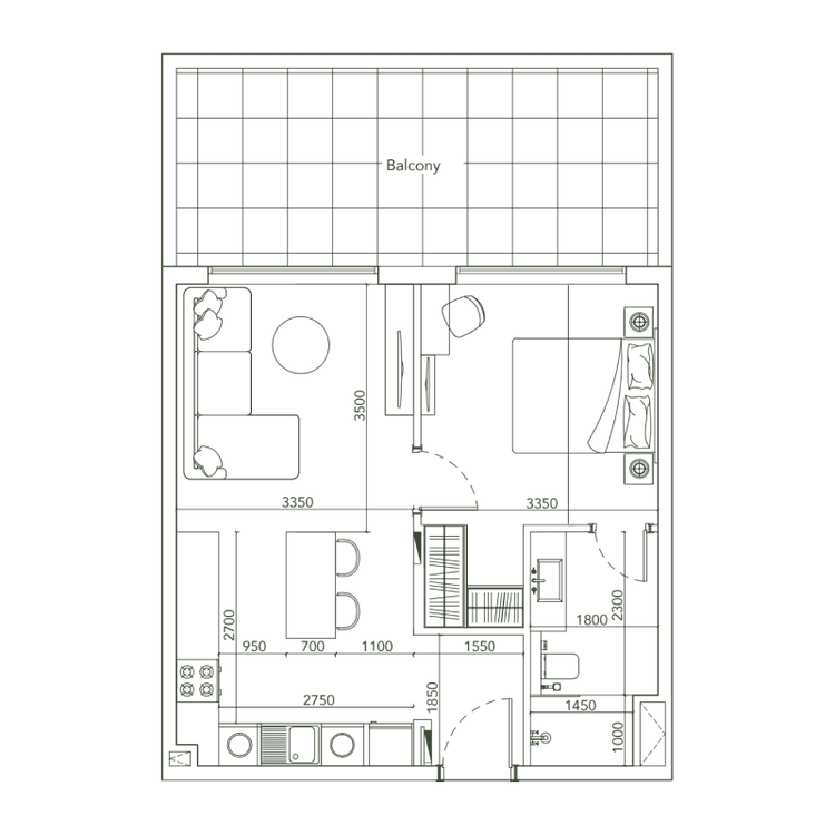 1 Bedroom Bedroom Floor Plan