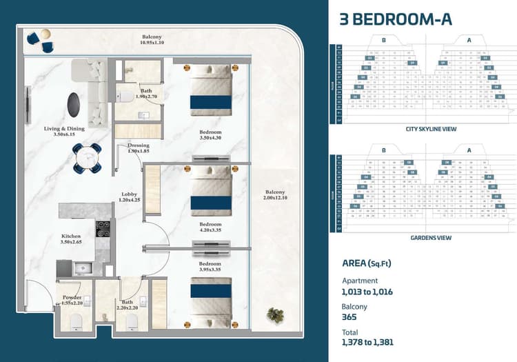 3 Bedrooms Bedroom Floor Plan