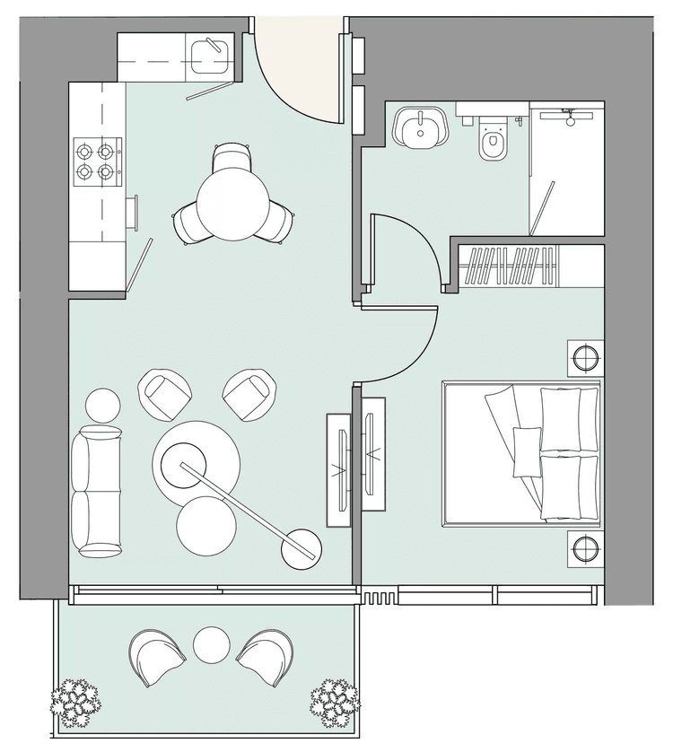 1 Bedroom Bedroom Floor Plan