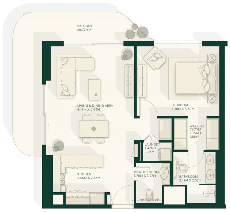 1 Bedroom Bedroom Floor Plan