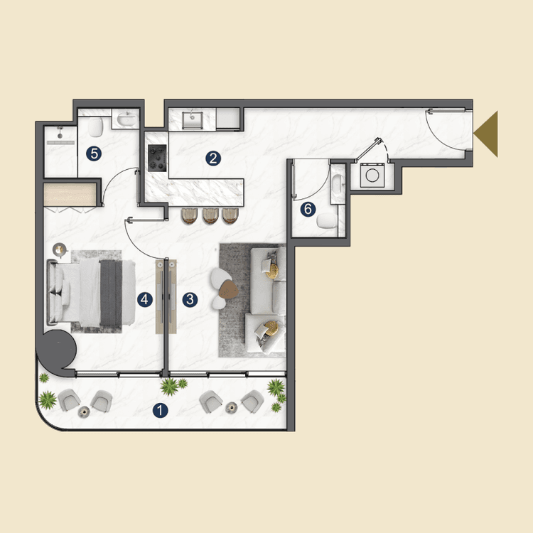 1 Bedroom Bedroom Floor Plan
