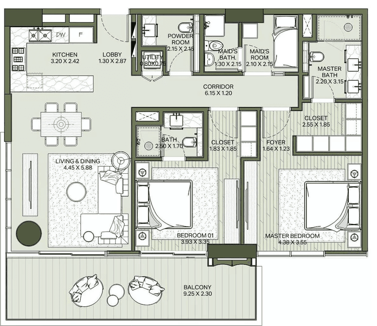 1 Bedroom Bedroom Floor Plan