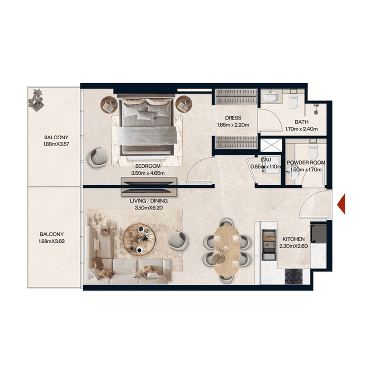 1 Bedroom Bedroom Floor Plan