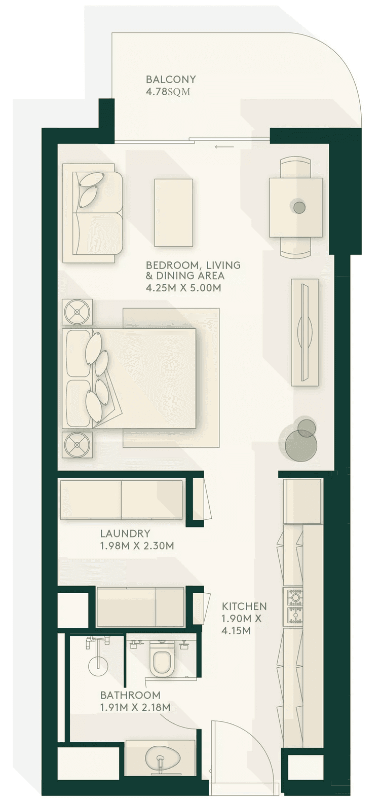 Studio Bedroom Floor Plan