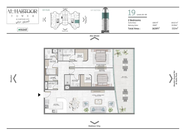2 Bedrooms Bedroom Floor Plan