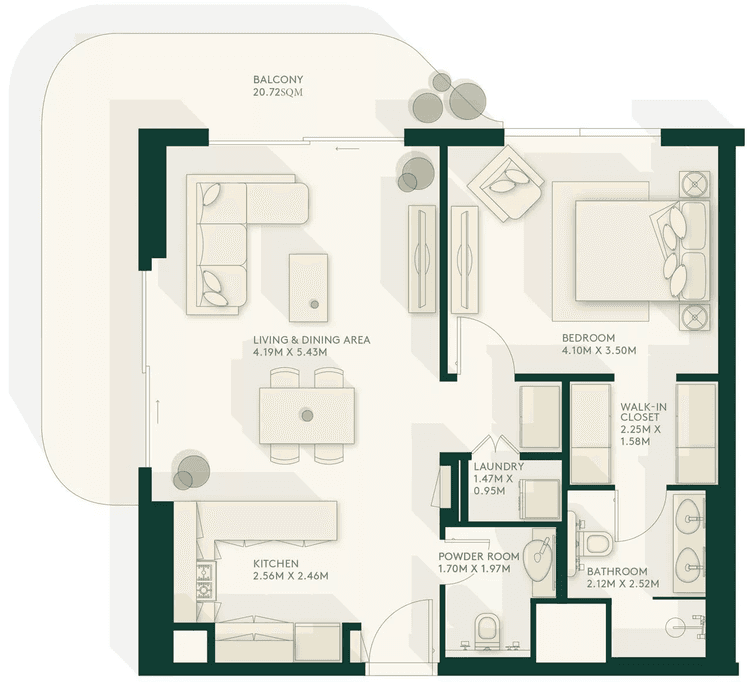 1 Bedroom Bedroom Floor Plan
