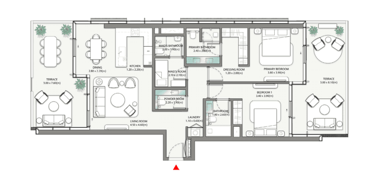 2 Bedrooms Bedroom Floor Plan