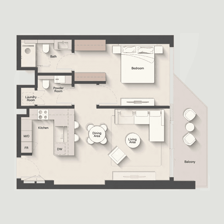 1 Bedroom Bedroom Floor Plan