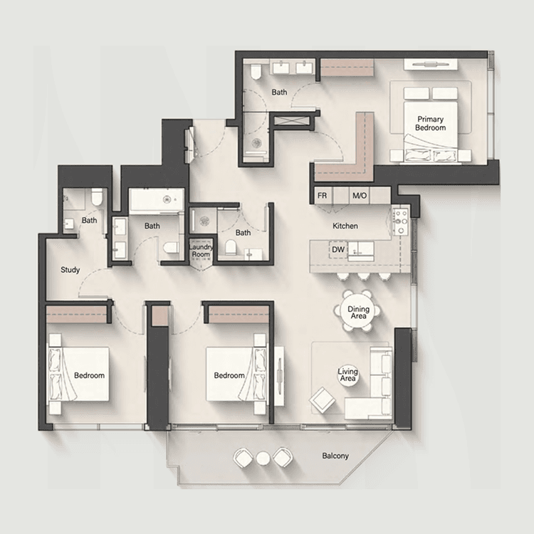 3 Bedrooms Bedroom Floor Plan